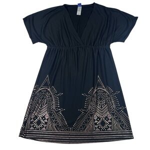 Swimsuits For All 10/12 Black Boho Swim Cover Up